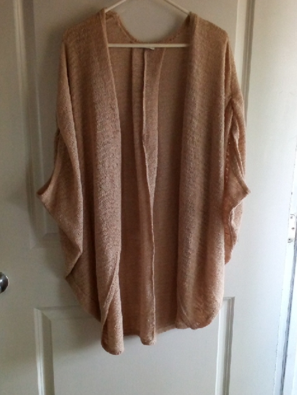 JODIFL Open-Front Knit Poncho Cardigan in Light Tan